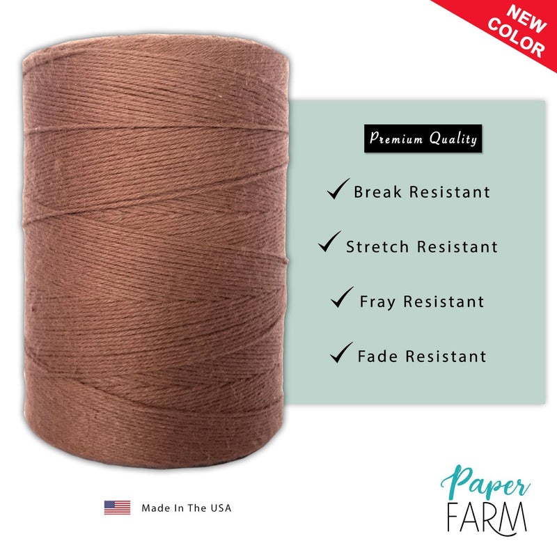 Paper Farm 100% Cotton Loom Warp Thread (Brown), 8/4 Warp Yarn (800 Yards), Perfect for Weaving: Carpet, Tapestry, Rug, Blanket or Pattern - Warping Thread for Any Loom - Image 2